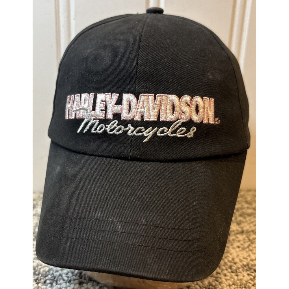 Harley Davidson Women’s Black & Pink Strap-Back Adjustable Hat, Baseball Cap